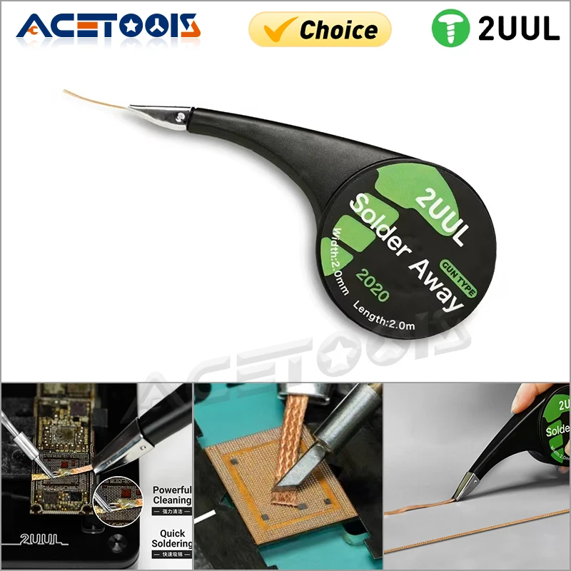 

2UUL DW21 Solder Away Anti-Hot Desoldering Wick for Mobile Phone Motherboard BGA PCB Maintenance Welding Tin Suction Tool