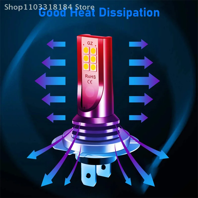 Kit de bombillas LED para faros delanteros H7, luz antiniebla para coche, 110W, luz baja superbrillante, 6000K, resistente al agua, superbrillante, accesorio para vehículo, 2 uds.