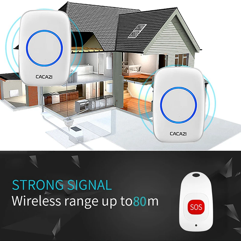 C10 Elderly Pager Wireless Home Remote Control Long-Distance Help Doorbell Patient Emergency Call Ringer Waterproof Receiver