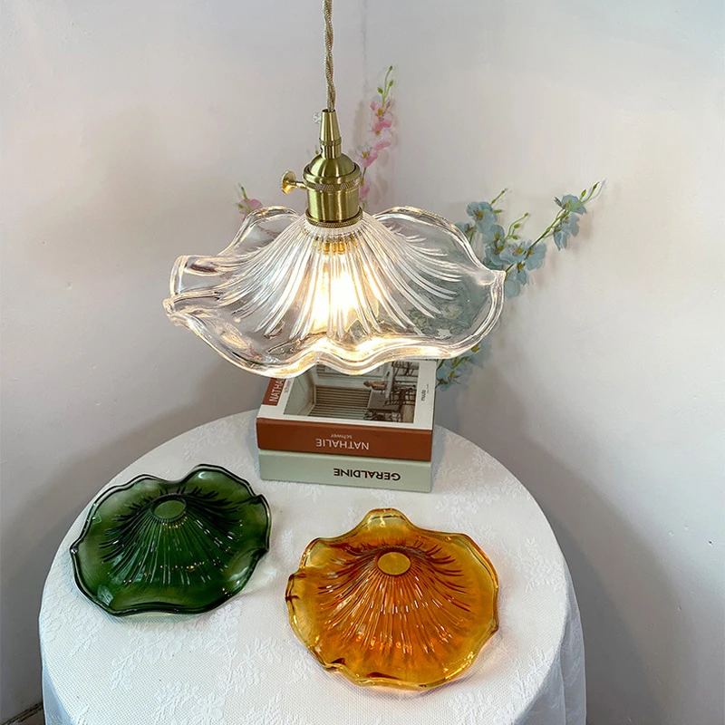 Home Simple LED Pendant Light Fixture Bedroom Living Room Bar Colorful Glass Copper Hanging Lamp Light Edison Ceiling Chandelier