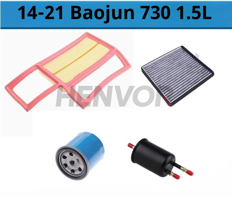 

Совместим с 14-21 Baojun 730 1,5 л воздушным элементом, кондиционером, масляным элементом, аксессуарами для обслуживания трех фильтров.