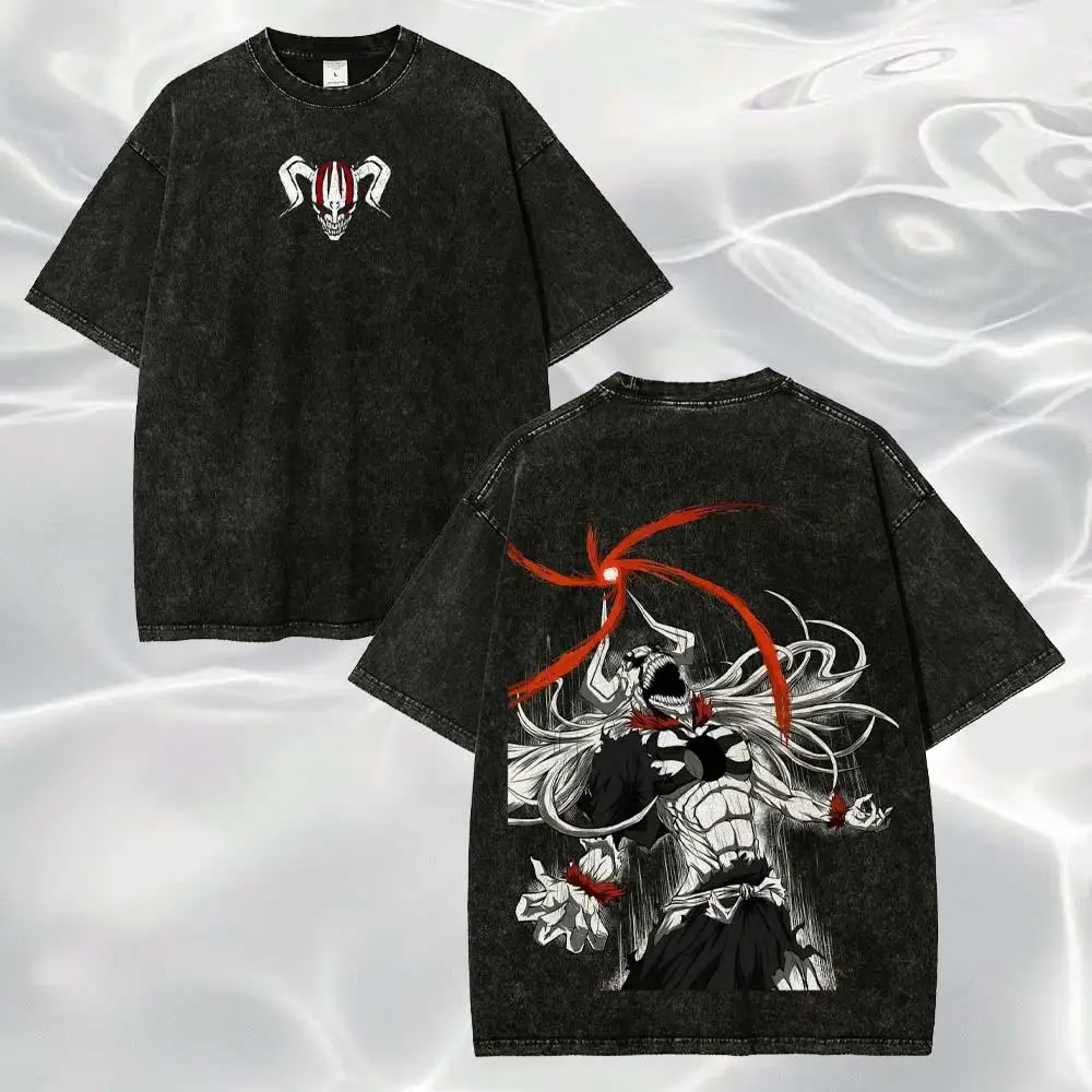 BLEACH Baraggan Louisenbairn Short Sleeve T-Shirt Anime Manga Vintage Washed Graphic Print Vasto Lorde Men Women Youth