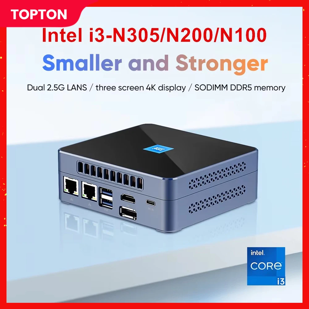 

Topton M9S Mini PC 12th Gen Intel i3 N305 N200 N100 DDR5 PCIE3.0x4 Compact Pocket Gaming Computer Windows 11 Dual LAN 3x4K WiFi6