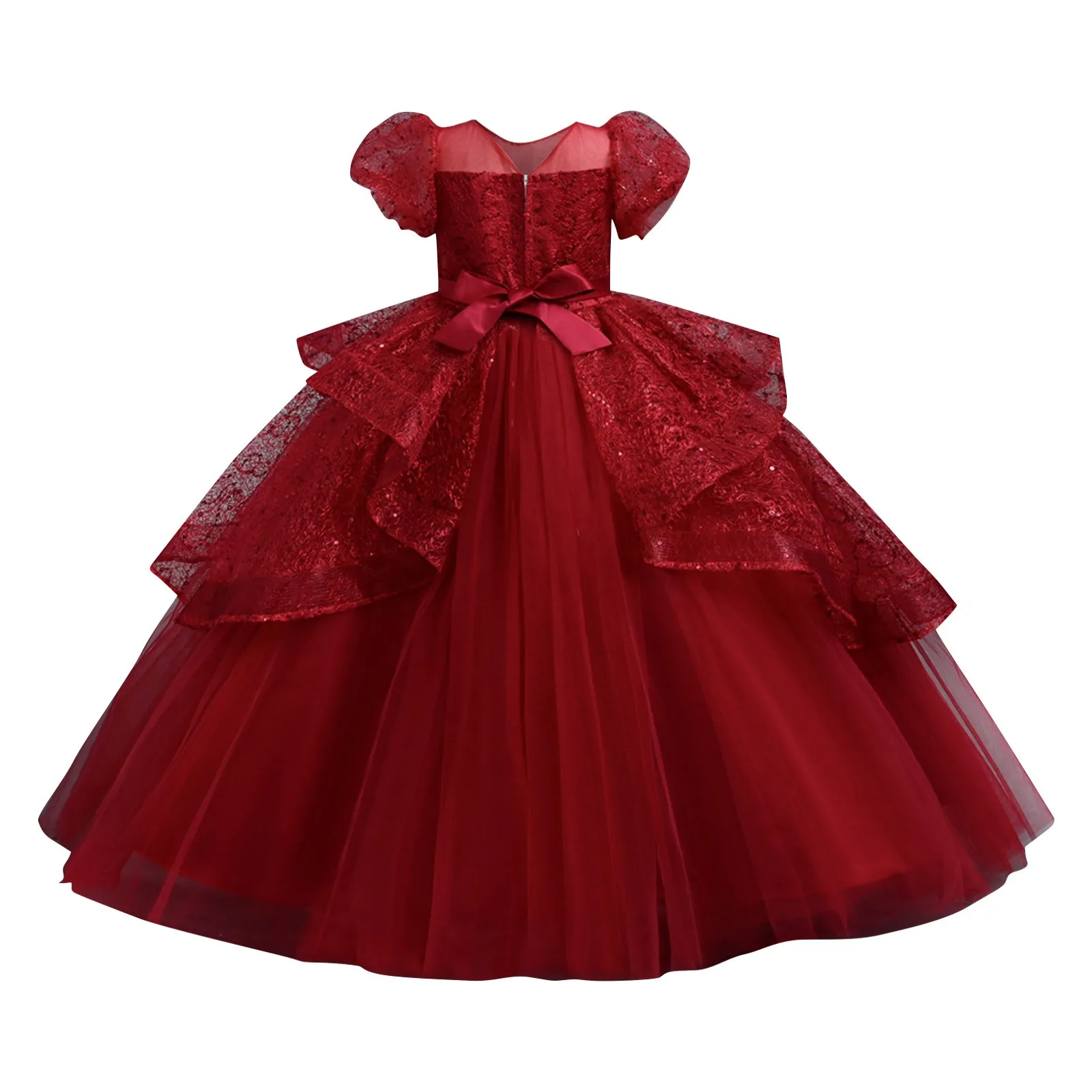 Girl Princess Dress Children\'S Fashionable Flower Girl Piano Performance Dress Host Evening Dress Walk Show Costumes