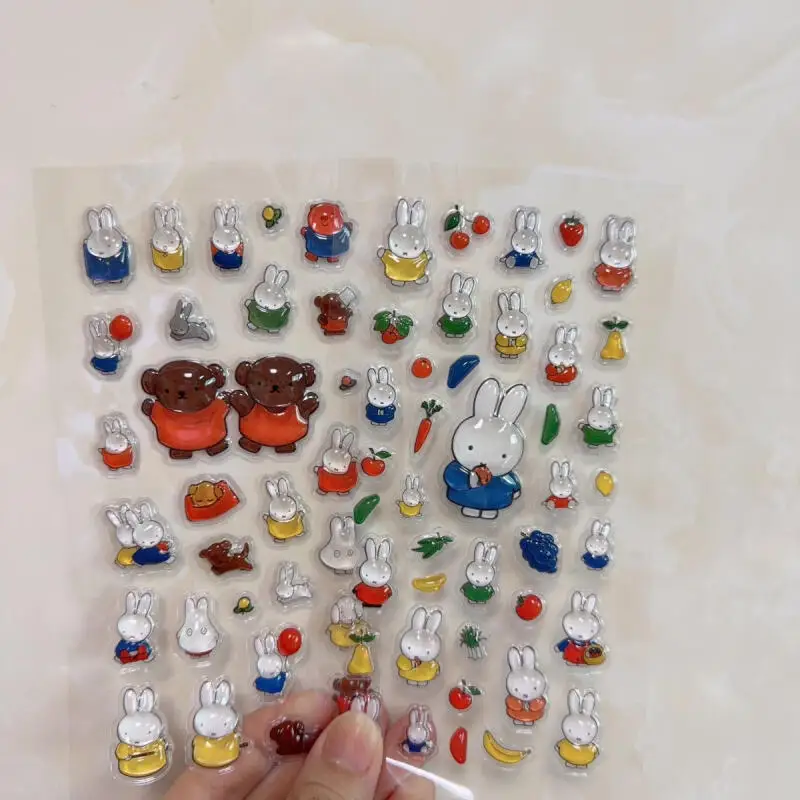 

Anime Cartoon Miffy Crystal Relief 3D Sticker Student Reward Peripheral Kawaii Diy Hand Account Decoration Stickers Friend Gift