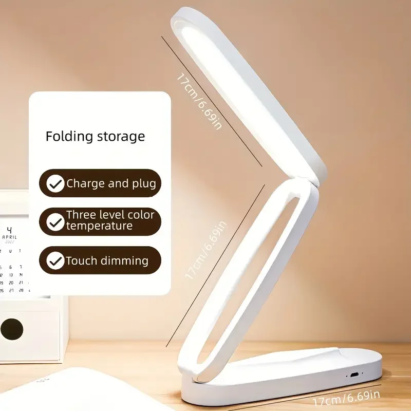 1pc LED Desk Light Foldable Reading Light USB Desk Light With Touch Sensing And Battery Charging Foldable And Portable lamp