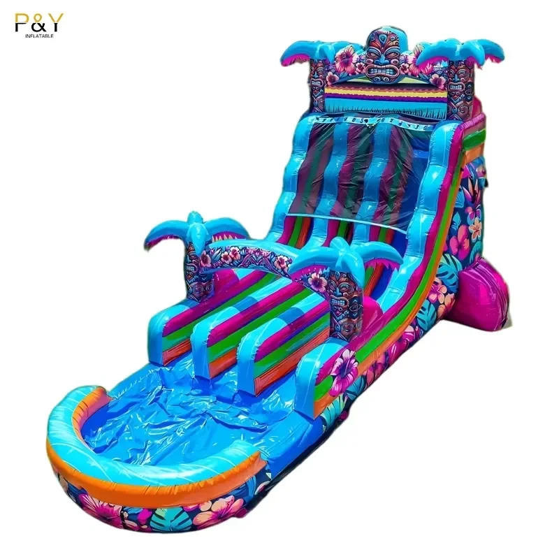 Water Slide Double Inflatable Water Slide 30ft High Palm Tree Water Slide Inflatable