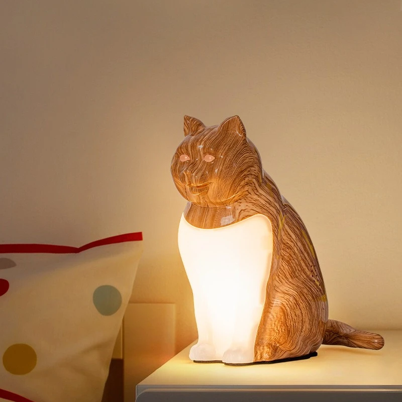 寝室用USB充電式猫型オーナメント装飾ナイトライト、サウンドアロマセラピー機能付き、クリエイティブなギフトデスクランプ