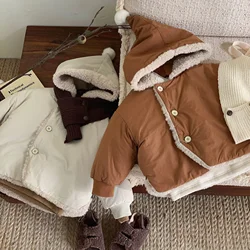 Boys Coat Winter 2023 New Thick Cotton Wool Sweater for Small Medium-sized Children Baby Lamb Cashmere Top Trendy