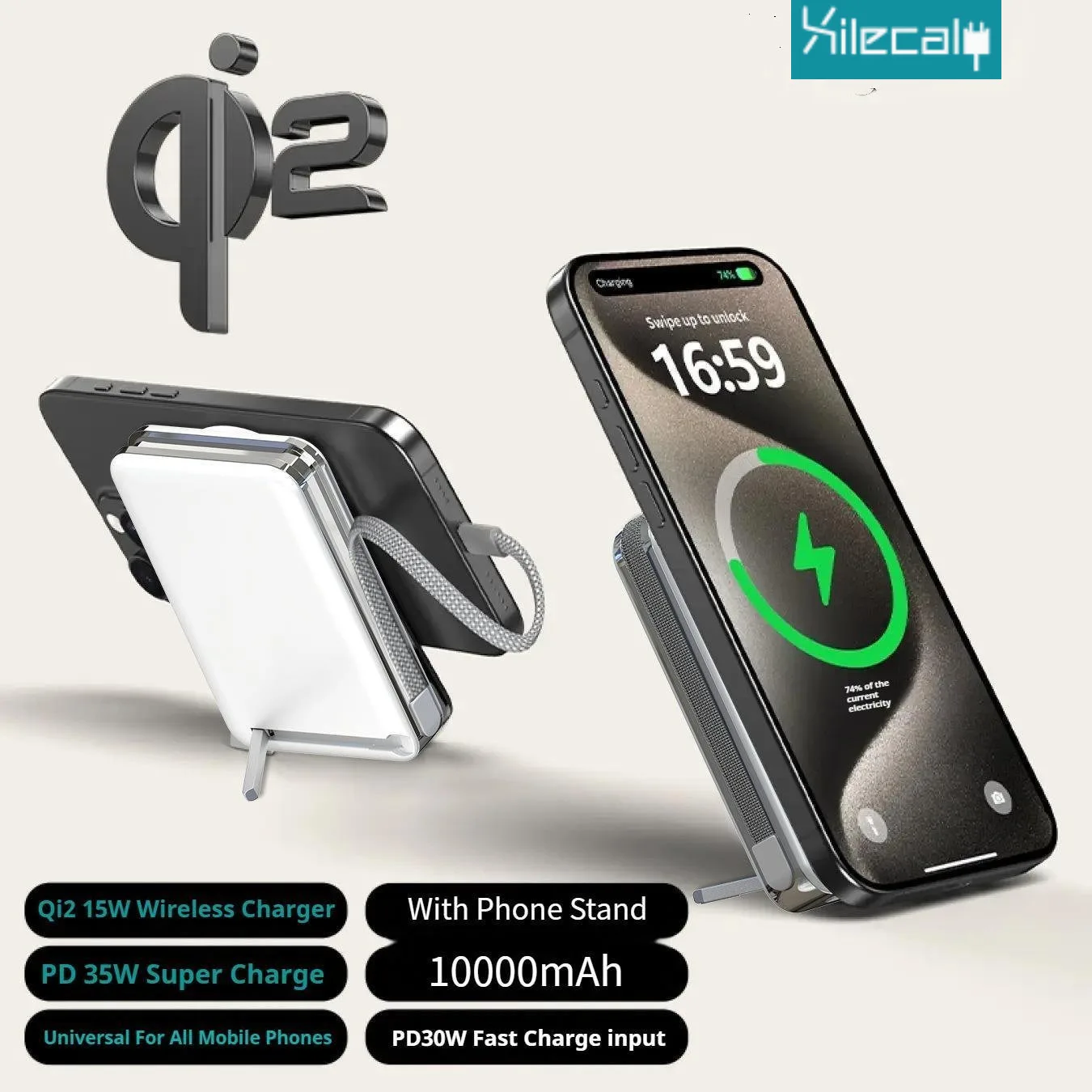 

Qi2-Certified Magsafe Power Bank 10000mAh 35W Dual PD Charger 15W Wireless Ultra-Slim 20mm Portable Charger for iPhone 16 15