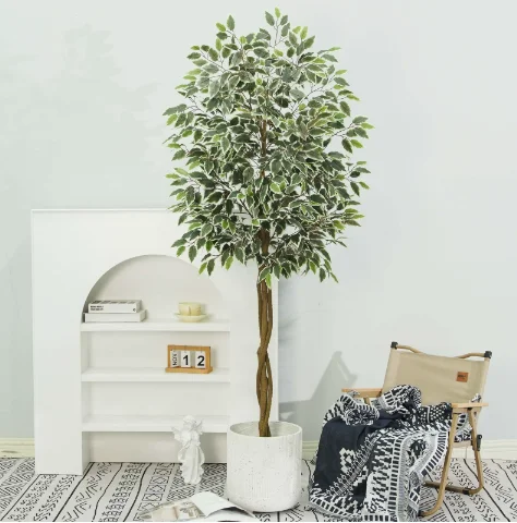 120cm Simulation of money high-end green banyan Chinese bionic plants indoor landscaping fake floral floor decoration ornaments