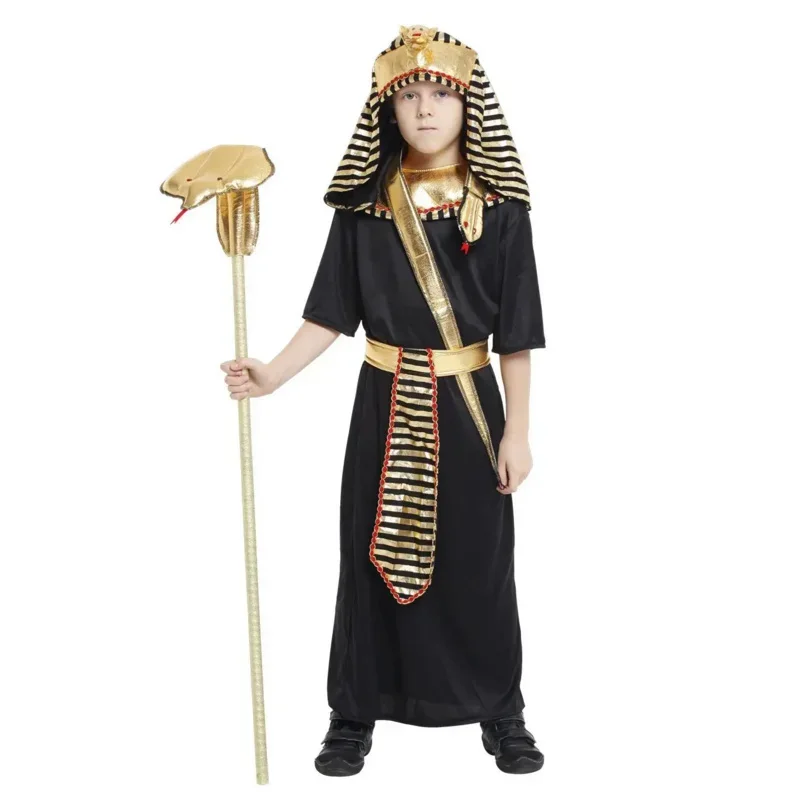 Cosbao Boy Pharaoh Costume Robe Halloween Purim Kid Ancient Egyptian Cleopatra Outfit Child King of Egypt Pharaoh Cosplay Fancy