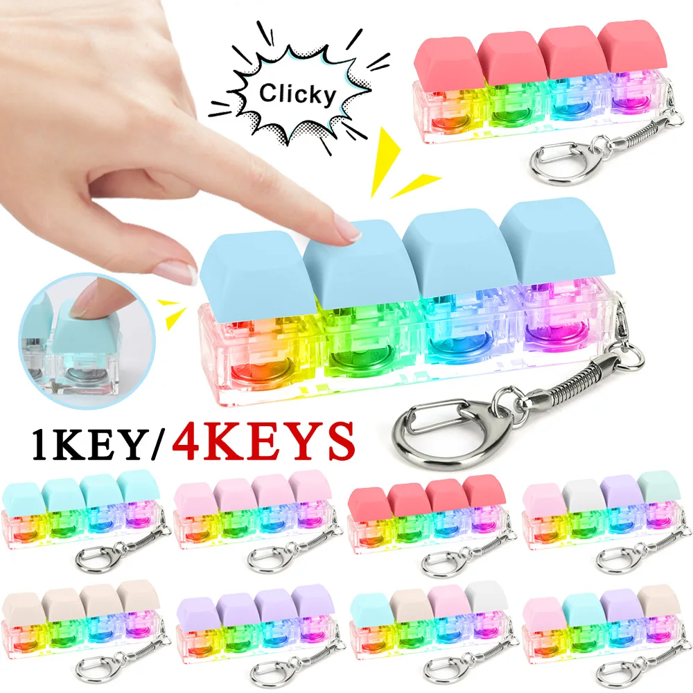 Keyboard Key Toy Party Stress Relief DIY Fidget Button Keycap Fidget Keychain Keyboard Keychain Toys Finger Keyboard