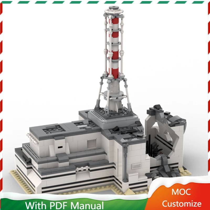 

853 шт. Роскошные ядерные электрические растения, руины, сцена, строительный блок, настроить, сделай сам, образовательная сборка, детская игрушка, подарок-сюрприз на день рождения