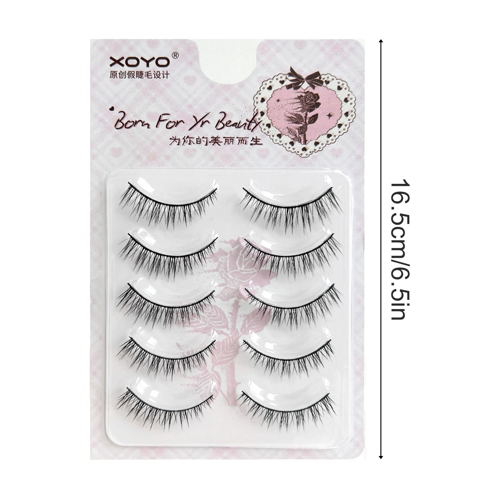 5 Paar künstliche Wimpern im Manga-Stil, harter Stiel, Baby-Style, gerade, mit natürlichem Look, für Cosplay, tägliches Make-up, künstliche Wimpern für Frauen – Detail 7