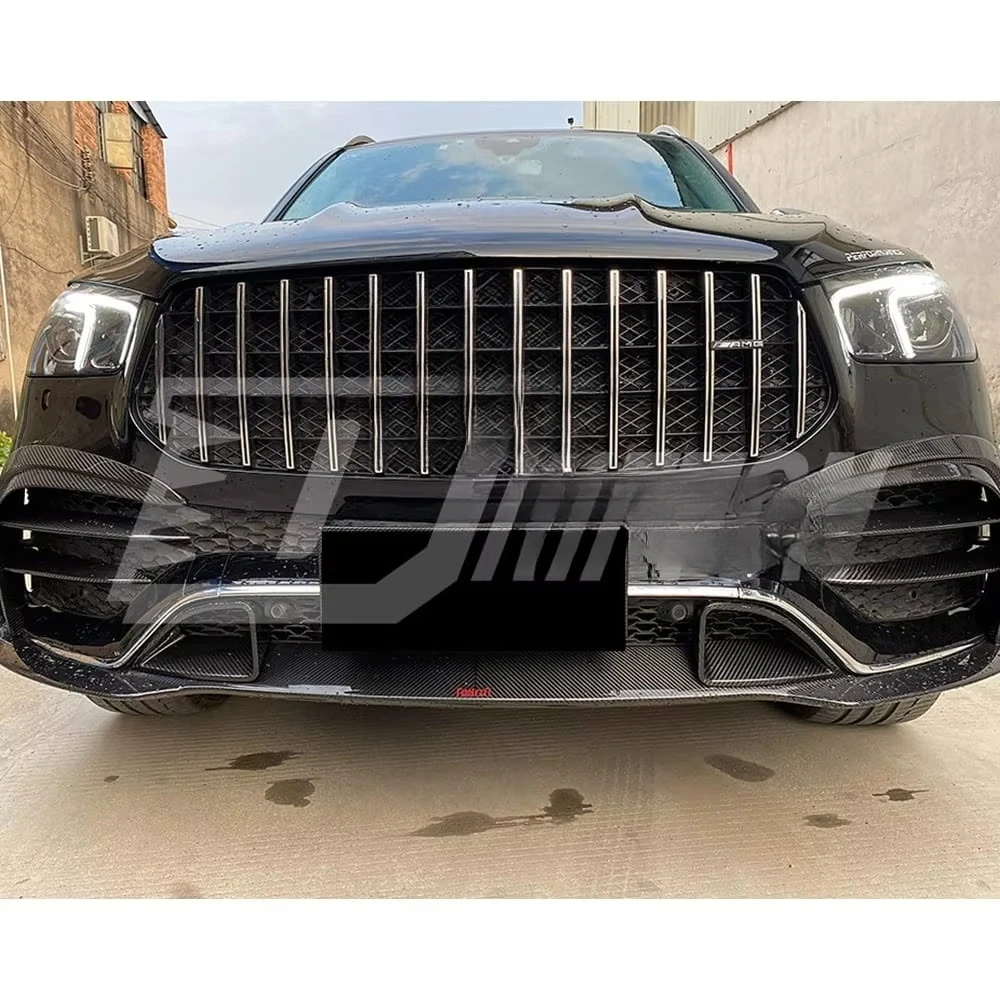 Dry Carbon Fiber Front Bumper Fog Light Cover Canards for  W167 GLE 450 Bodykit