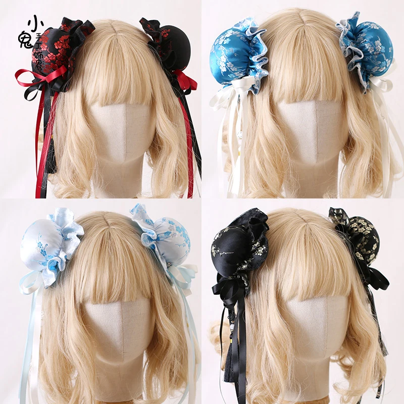 

Colorful Chinese Style Cheongsam with Spring Beauty, Meatballs, Headwear, Chinese Style Hair Clip, Tassel Edge Clip