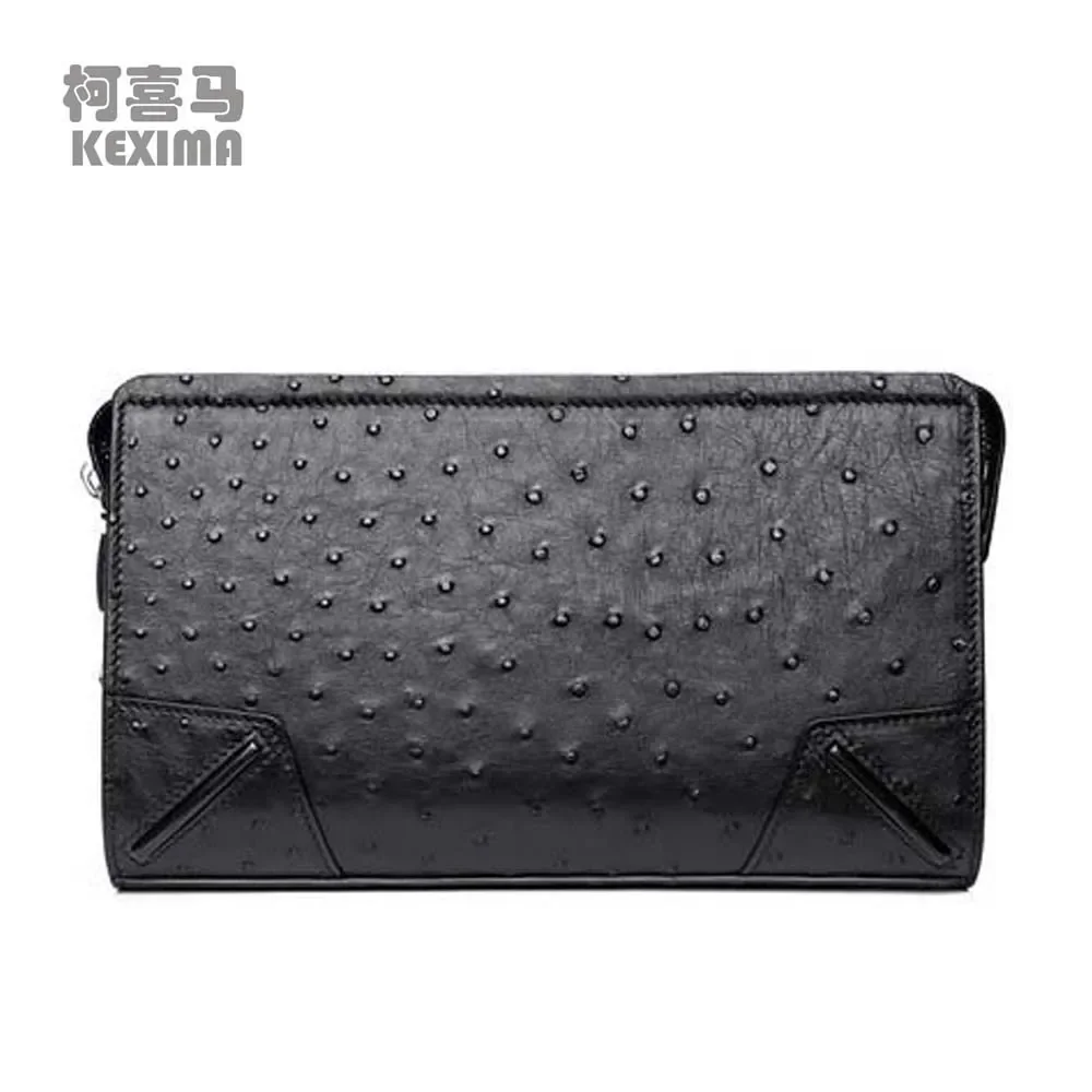 KEXIMA hanlante Ostrich leather  male  handbags  business  male  Hand bag large capacity  lock  leisure  long wallet