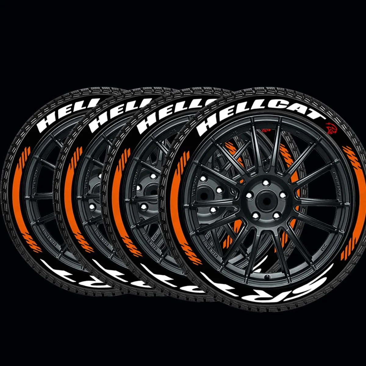 SRT  3D Car Wheel Tuning Permanent Rubber Conjoined Lettering Stickers  for Toyota Honda Porsche BMW Benz Audi VW Mitsubishi view 2