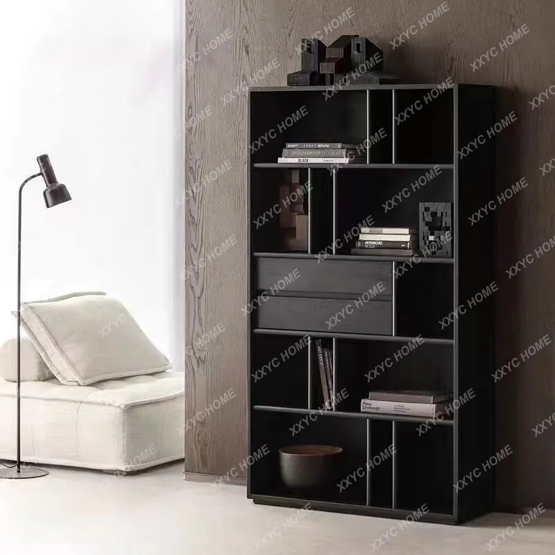 Simple medieval solid wood bookcase bookshelf display cabinet living room home log wine cabinet side cabinet