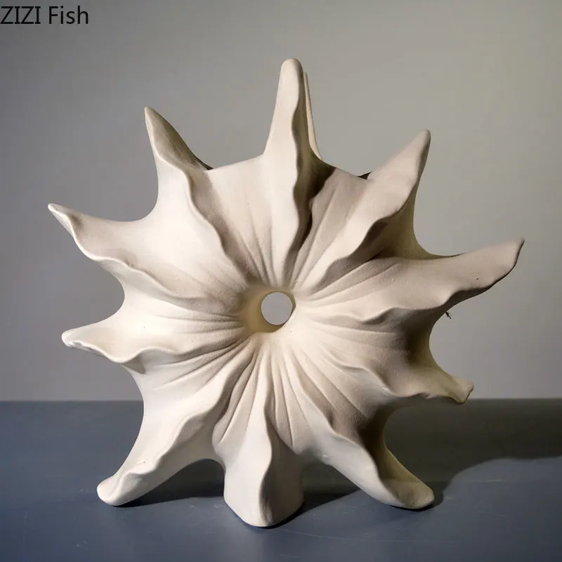 Off White Ceramic Vase Flower Arrangement Ornaments Home Decoration Hydroponic Vases Dried Flower Vase Decorative Vases Crafts