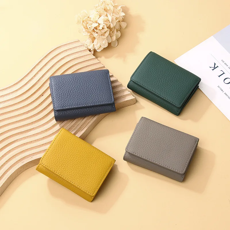 Western Cowhide Leather RFID Blocking Short Women Wallet Fashion Multiple Card Slots Coin Purse for Ladies