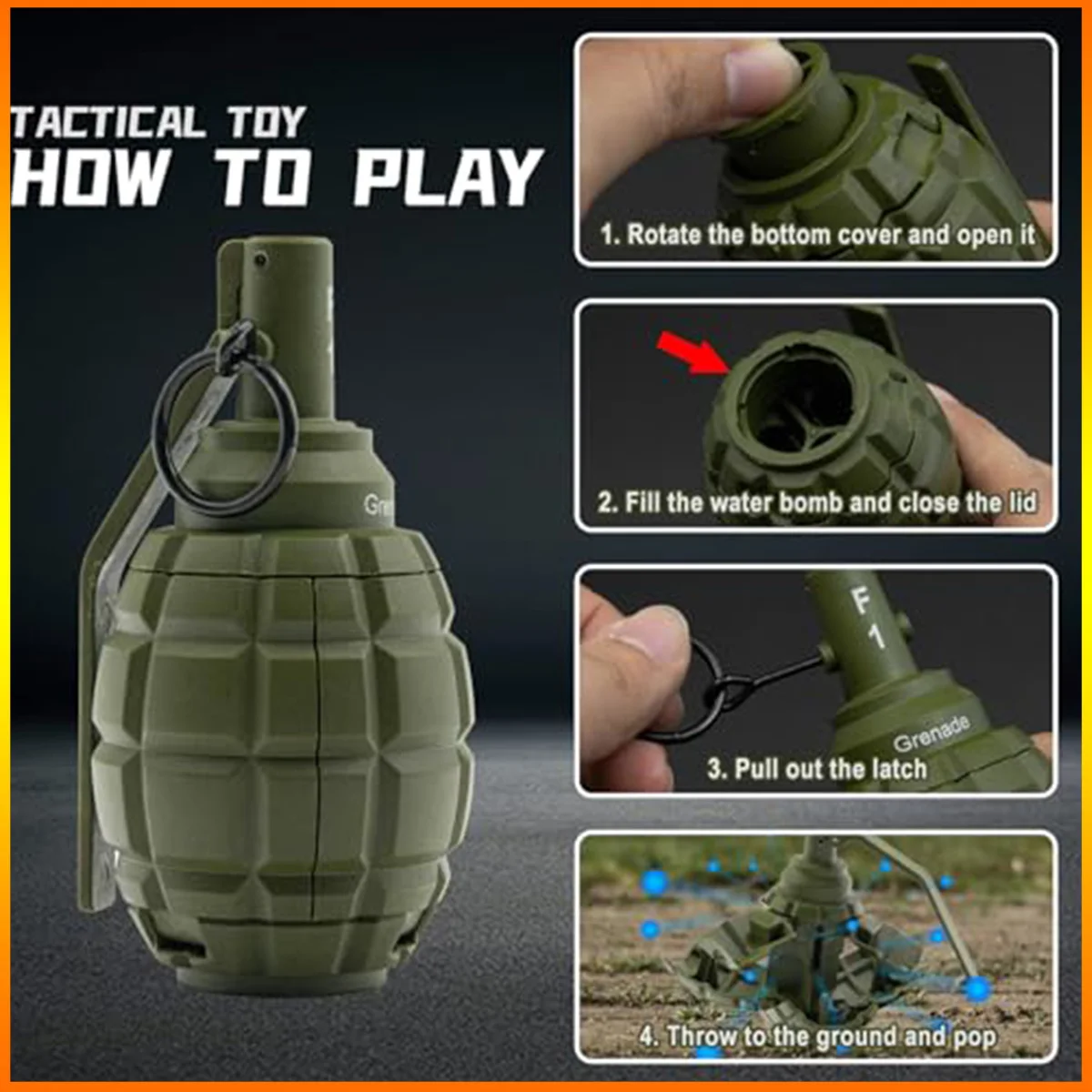 2 قطعة F1 قنبلات يدوية Airsoft الألوان اللعب لعبة مجسمة الربيع بالطاقة تأثير قنبلة يدوية نموذج للبالغين الرياضة في الهواء الطلق لعب الأدوار #5