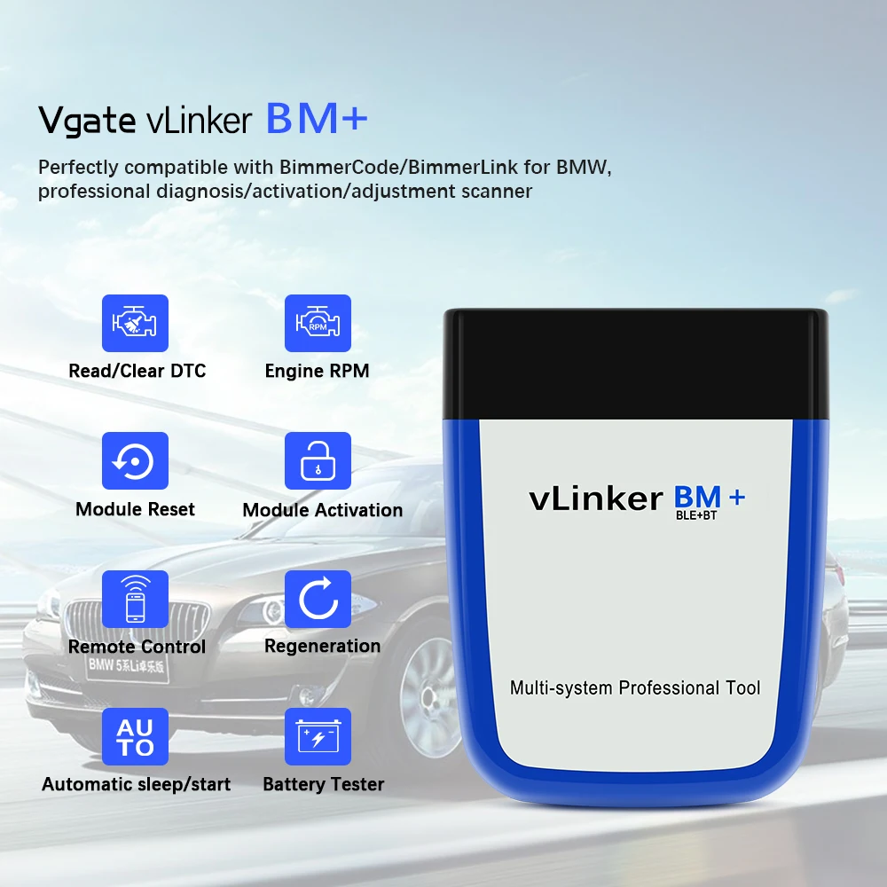 Vgate VLinker BM+ Wireless Connection BT 4.0 OBD2 Code Reader for Android IOS Car Diagnostic Scanner