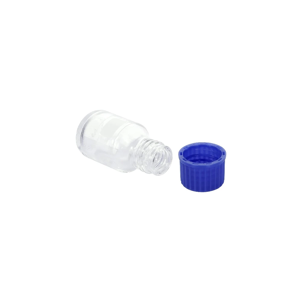 Graduated Round Media Storage Glass Bottles, Solvent Jars, Blue Polypropylene Screw Cap, Transparent, Reagent, bot