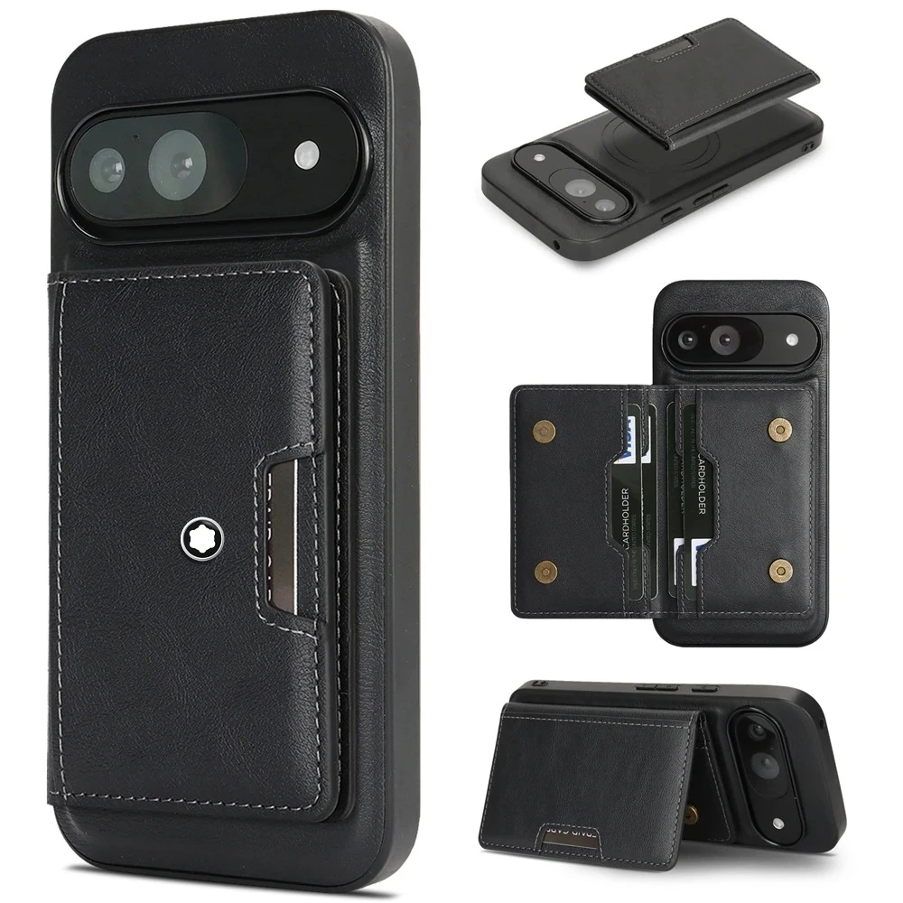 

Кожаный магнитный чехол для телефона 2 в 1 Business Sle Bla для Google Pixel 10 9 Pro XL 8 A Pro, слоты для карт, держатель, подставка, чехол