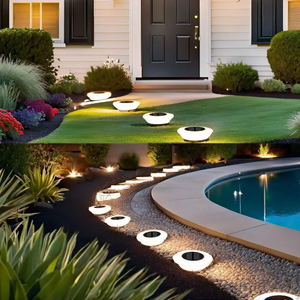 

Waterproof Ground Lamp Deck Lights Solar Powered Warm /White/ Solar Lawn Lamp 14Led Rotundity Solar Underground Light