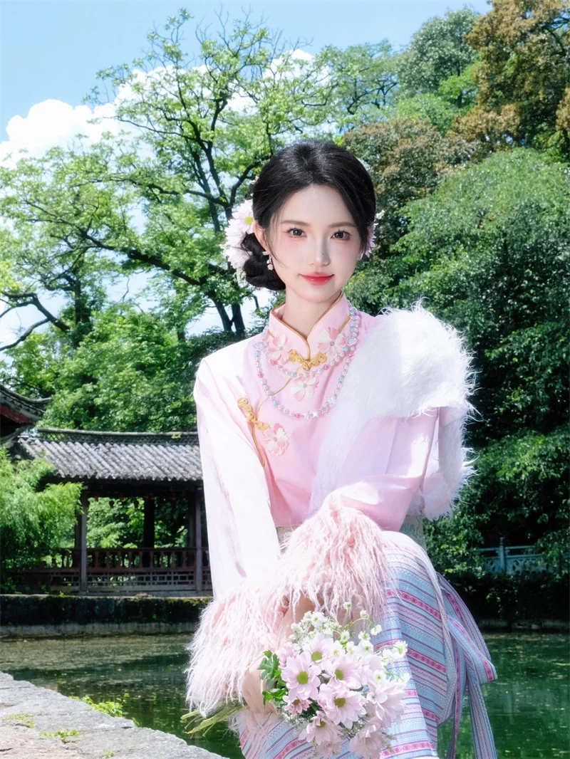 

Fre Sle Tibetan Costume New Arrival Summer Photoaphy Clothes for Girls Travel oot Ethnic National Wear Stage Performance