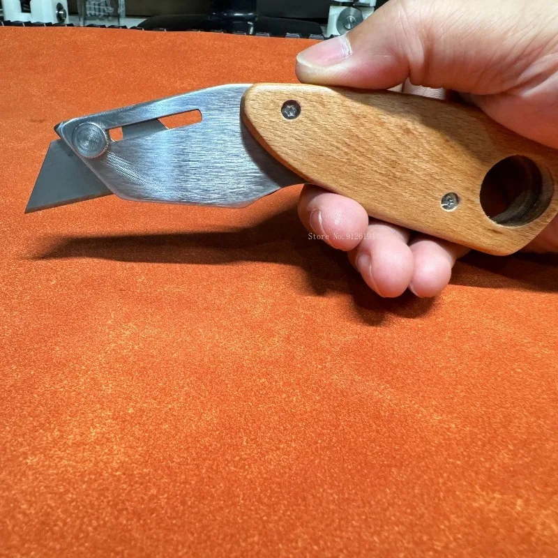 Wood-handled Heavy-duty Trapezoidal Non-shaking Leather Cutting Knife DIY Leather Crafts Bag/waist Belt Precision Cutting Tools