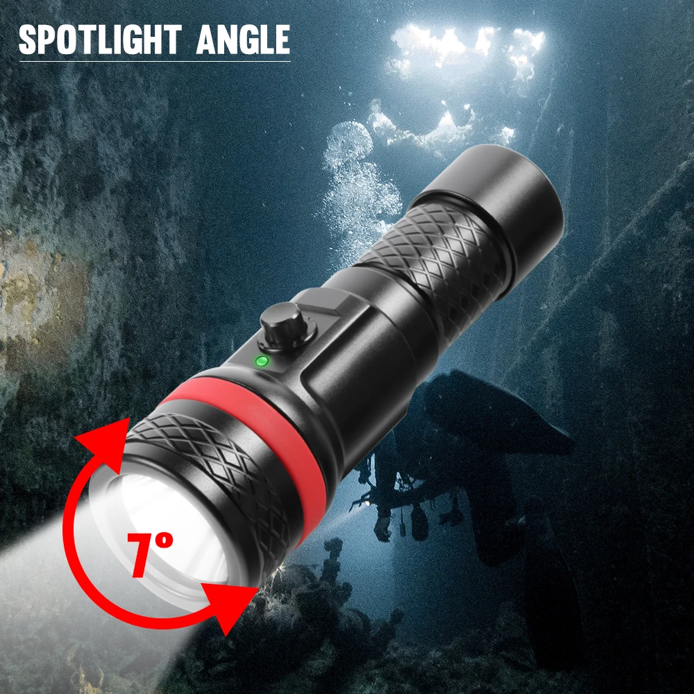 Asafee 150M Technical Deep Diving Flashlight SFT40 LED Scuba Lantern Underwater Canister Waterproof Lamp Battery Display Torch