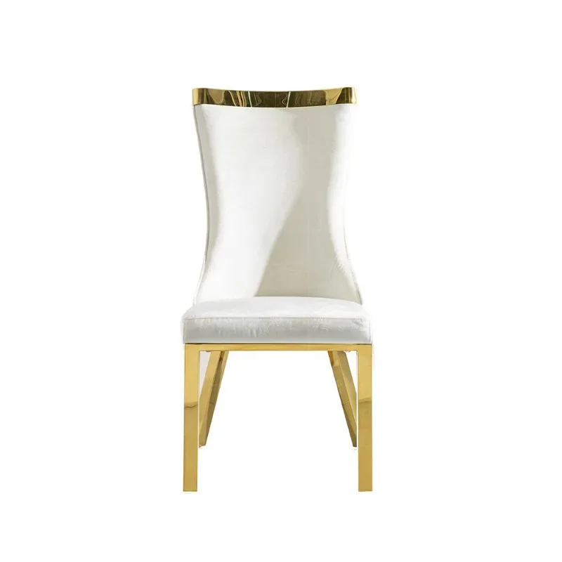 Light Luxury Dining Home Modern Restaurant High Backrest Banquet Wedding Stainless Steel Dining Chair