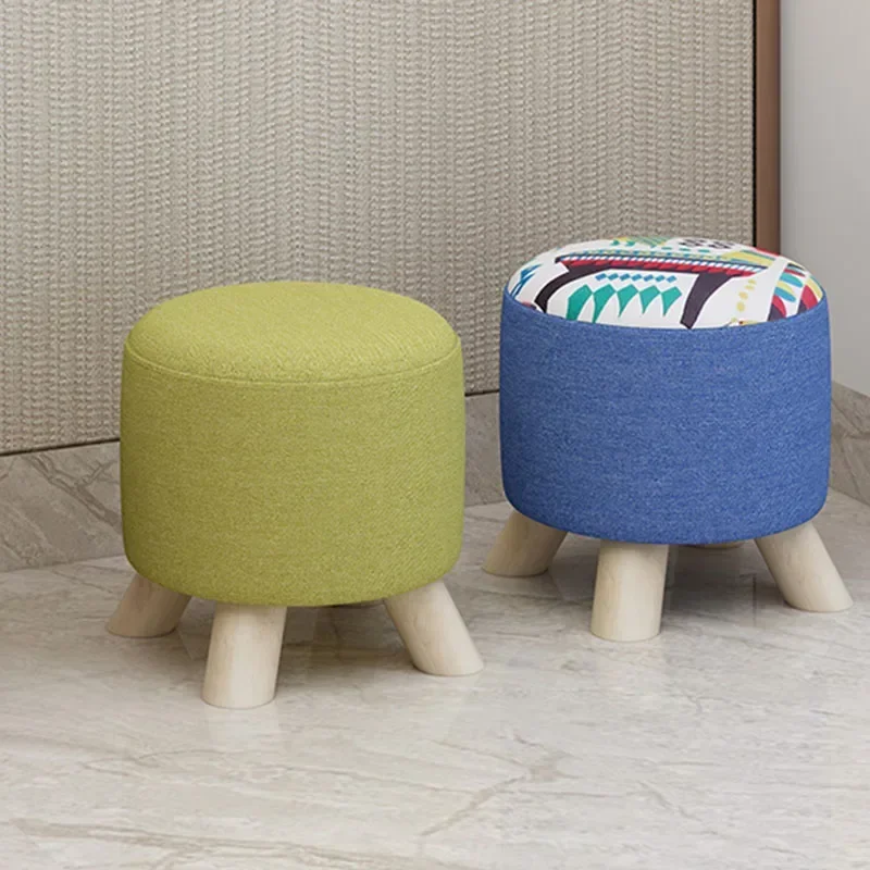 

Wood Legs Foot Stool Soft Cover Small Kids Bedroom Modern Living Room Minimalist Salon Stools Child Tabouret Hallway Furniture