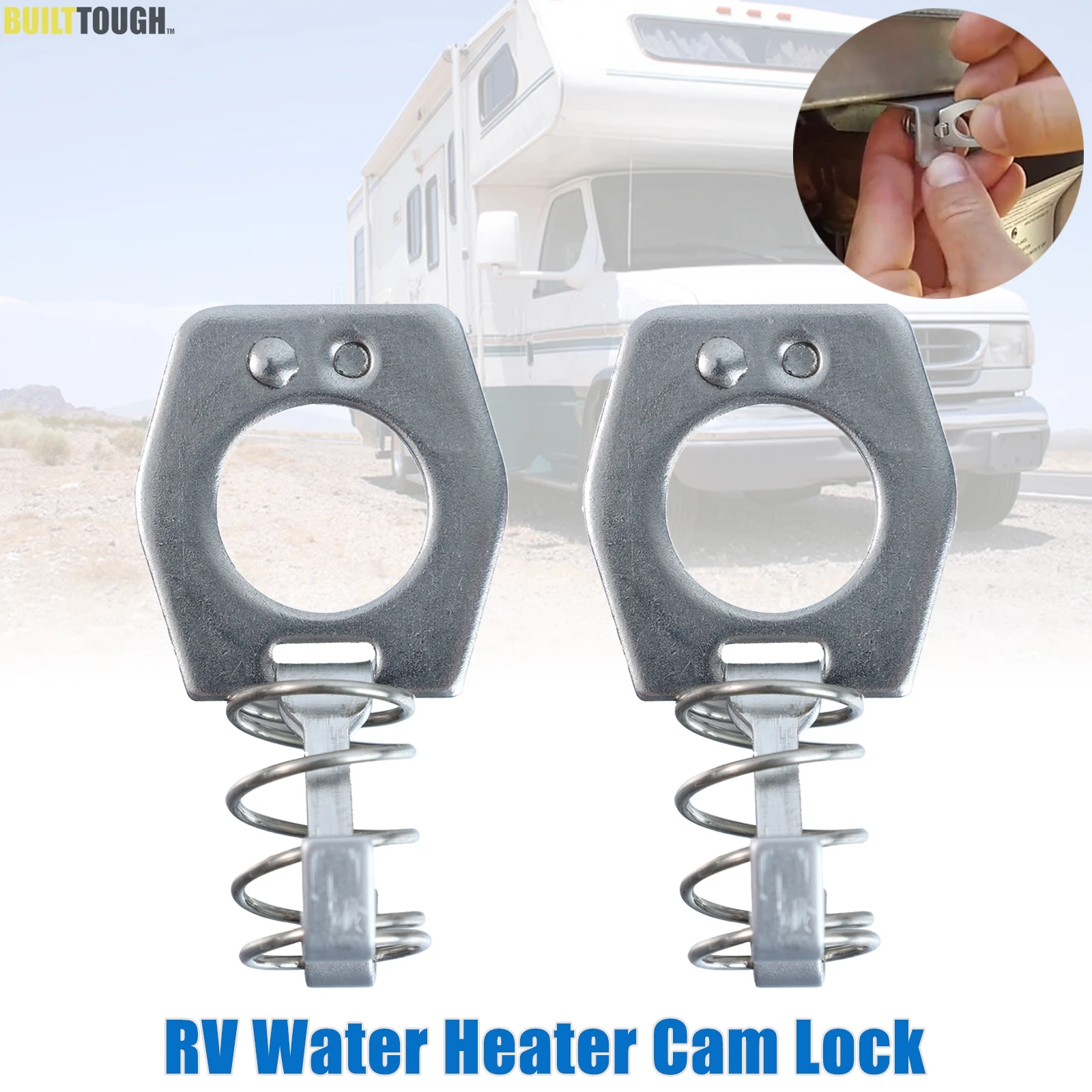 2 Pcs Water Heater Cover Door Latch Lock Assembly Gas Bottle Cover Fastener Stainless Steel Metal For RV Caravan Trailer Camper