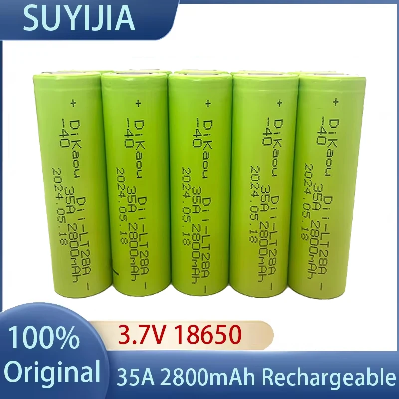 3.7V 18650 Battery 2800mah Rechargeable Cells 35A High Power Discharge for -40° Low Temperature Batteries for Tool Battery Drone