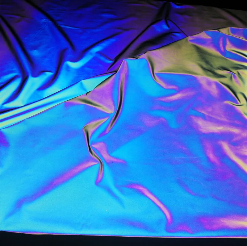 Reflective Magic Fabric Glow in the dark Rainbow Brilliant Reflecting Polyester Fiber Fabric by the yard for DIY Sewing Clothing