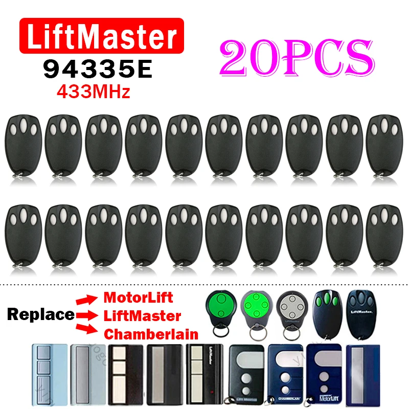 

20PCS New LiftMaster 94335E 94334E 94333E 94333EML 94335EML Merlin C840 C945 MR800 HE60 MJ3800 433MHz Garage Door Remote Control