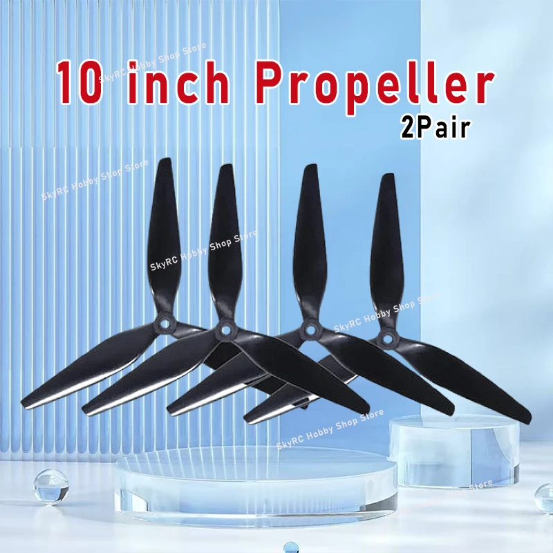 Hélice de 10 pulgadas, 2 pares, 10X5X3 CW/CCW /1050 hoja/hélice de nailon reforzado con carbono negro de tres hojas