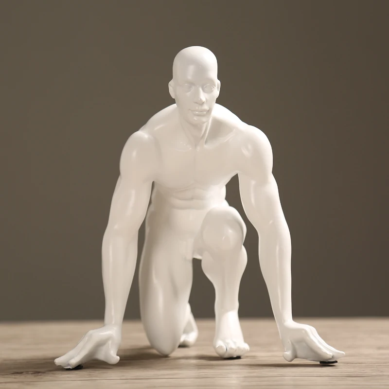 MODERN ATHLETE RESIN STATUE MEN SCULPTURES ABSTRACT CARVING MAN STATUE  HOME DECORATION ACCESSORIES