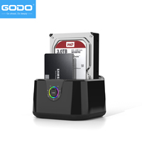 GODO Dual Bay Hard Drive Docking Station to USB 3.0 Type C Hard Drive Dock for SATA 2.5 / 3.5 inch HDDs/SSDs with LED Indicator