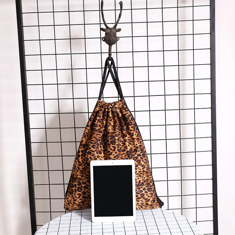 Damen Leoparden muster Bündelt asche Rucksack leichte Reisetasche