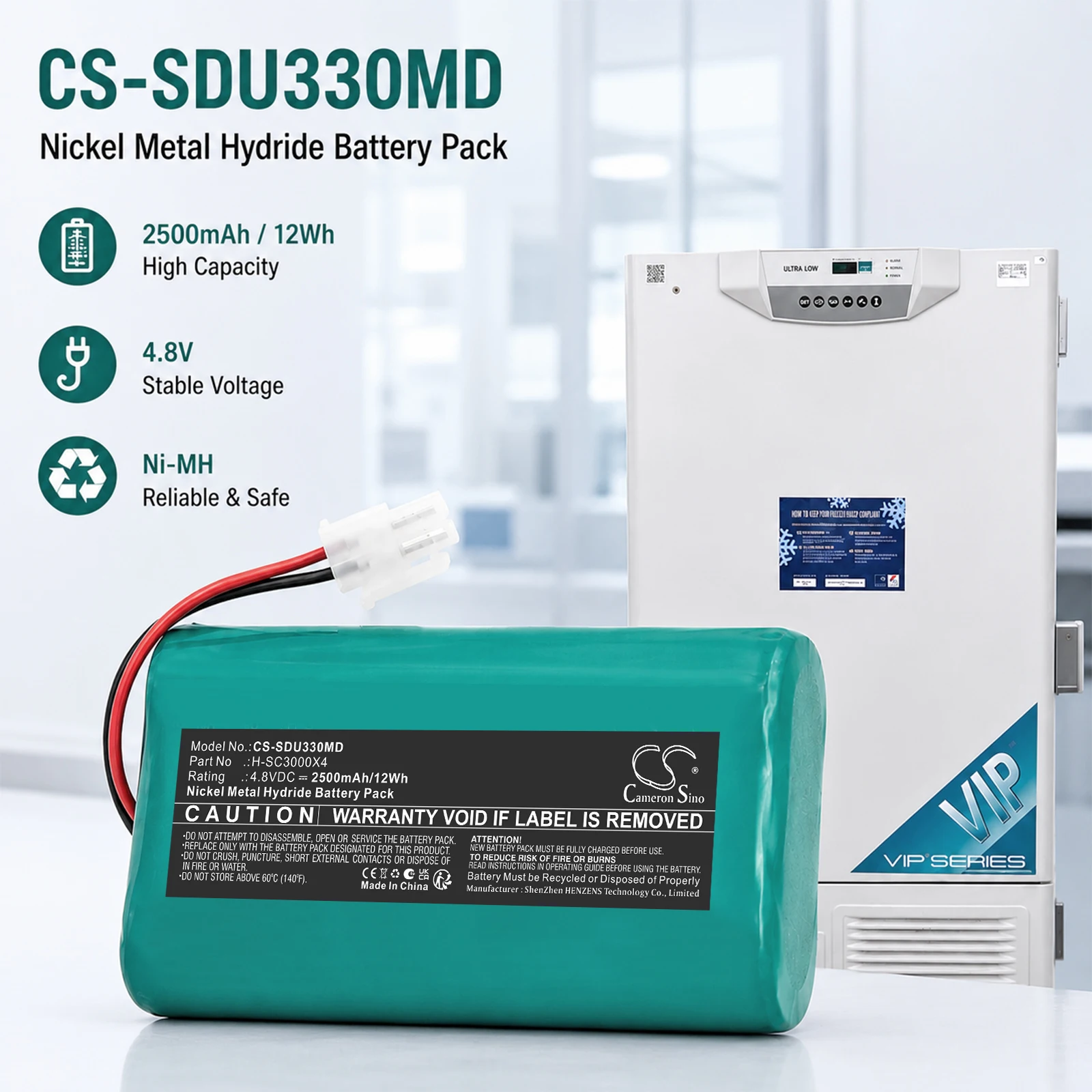Replacement 4.8V 2500mAh Medical Battery H-SC3000X4 for Sanyo U33V
