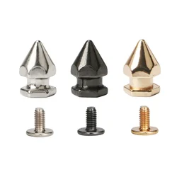 8*14mm 100sets Hexagonal Tower Type Cone Spots Zine Alloy Studs Leathercraft Rivets Bullet Spikes Punk Spike Rivets for Leather