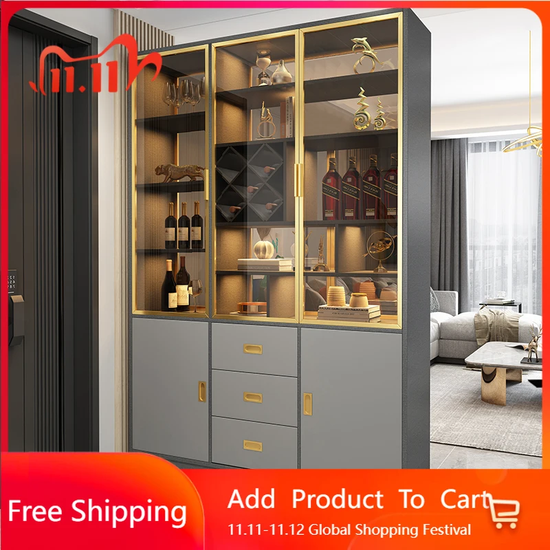 

Wood Nordic Bar Cabinet Shelves Luxury Display Designer Wine Cabinet Mobile Living Room Designer Armoire Lounge Suite Furniture