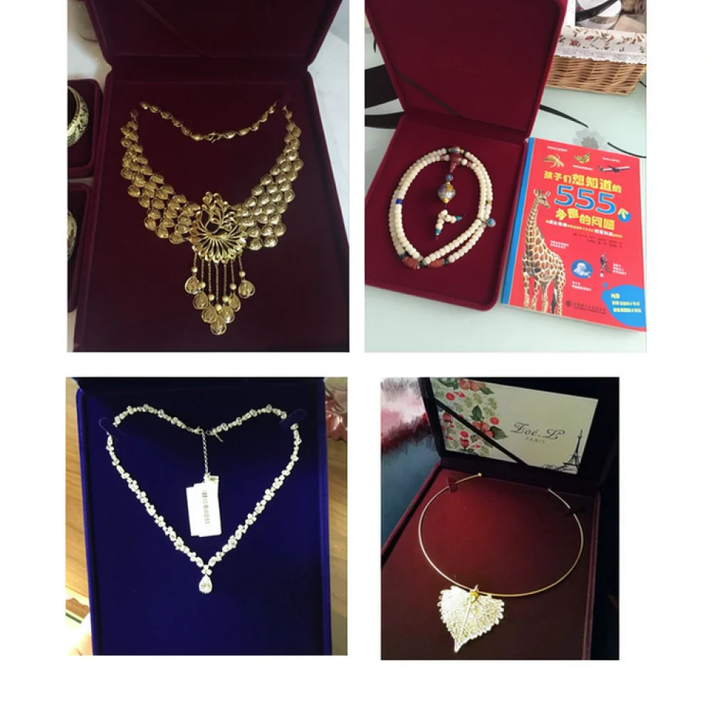 Premium European Style Jewelry Box Velvet Necklace Case For Medals Badges Storage Gift Display Organizer Box