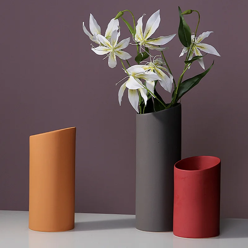 Creative Nordic Art Morandi Ceramic Vase Ornament Flower Arrangement Dried Flower Living Room Dining Table Home Decorations Flow