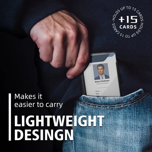 Imagen 2 del producto Cartera minimalista para hombre: billetera delgada con clip para billetes de metal de aluminio con tarjetero transparente, billetera delgada para hombre, capacidad para 15 tarjetas